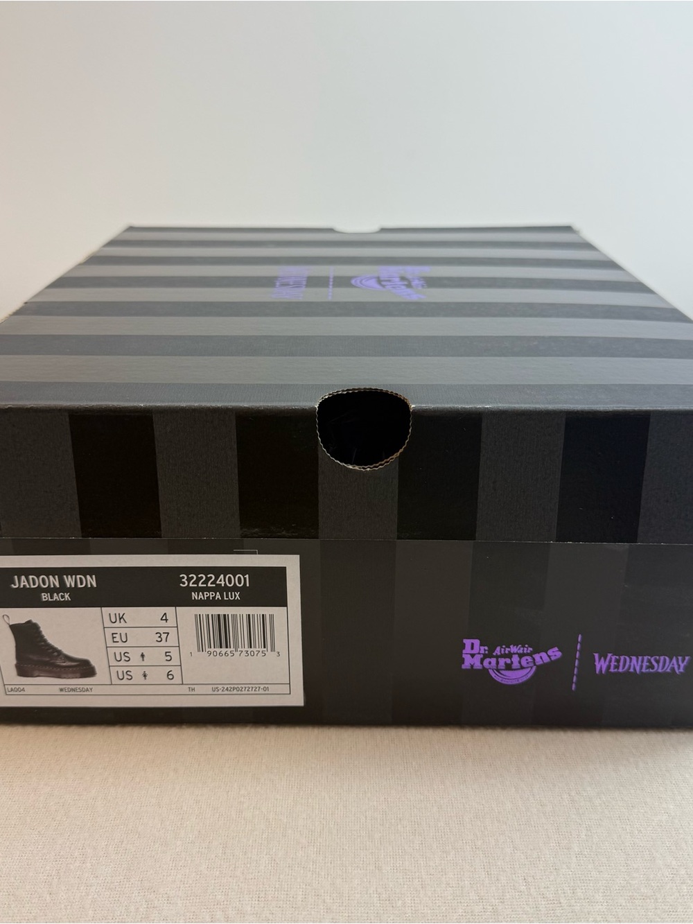 Dr. Martens Women's Black Spiderweb Lace-Up Platform Boot Wednesday collab - Picture 2 of 8